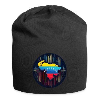 Neon Venezuela Karte - Jersey-Beanie - Schwarz - Vorne