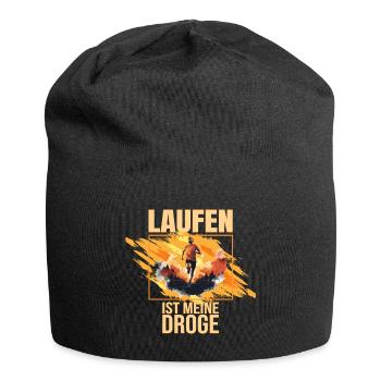Laufen ist meine Droge - Jersey-Beanie - Schwarz - Vorne