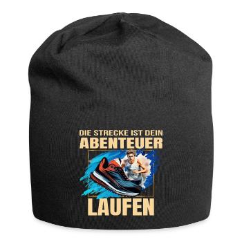 Laufen: Die Strecke ist dein Abenteuer - Jersey-Beanie - Schwarz - Vorne