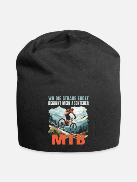 MTB: Wo die Straße endet beginnt mein Abenteuer - Jersey-Beanie - Schwarz