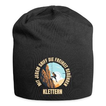 Mit jedem Griff die Freiheit berühren - Jersey-Beanie - Schwarz - Vorne