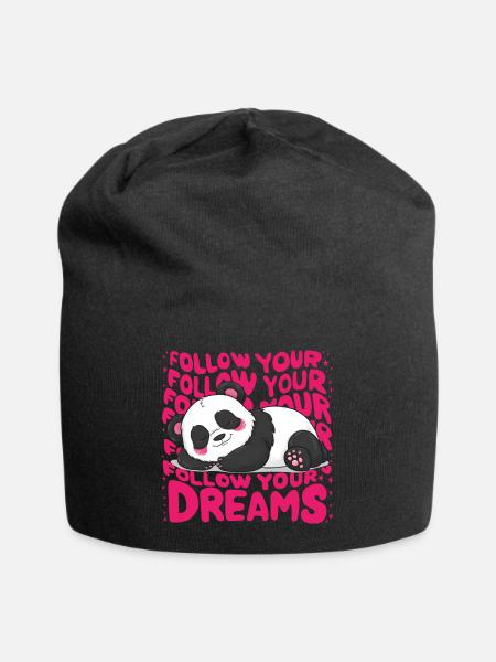 Panda - Follow your dreams - Jersey-Beanie - Schwarz