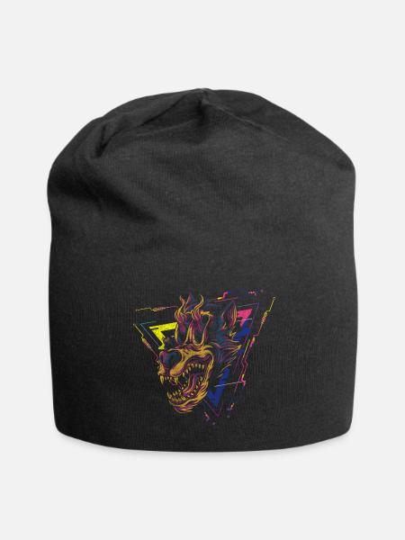 Cyberpunk Fantasy Synthwave Japanisch - Jersey-Beanie - Schwarz
