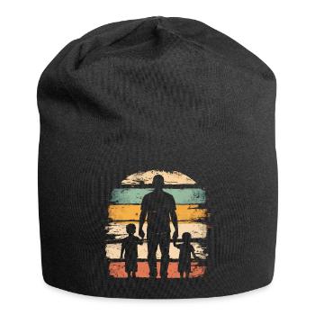Father's Day father with two sons retro vintage - Jersey Beanie - black - Front