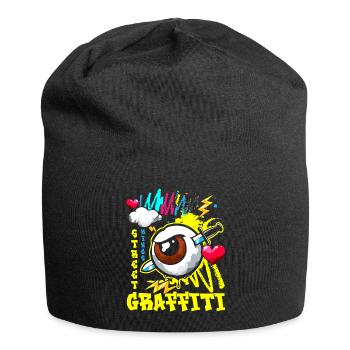 Graffiti Bunt Hip Hop - Jersey-Beanie - Schwarz - Vorne