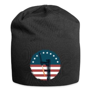 Raumfahrt - Rakete - Greifarme - auffangen - Jersey-Beanie - Schwarz - Vorne