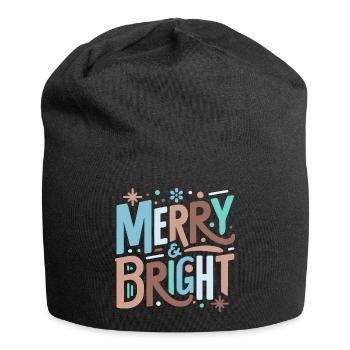 Merry & Bright Festive Typography - Jersey-Beanie - Schwarz - Vorne