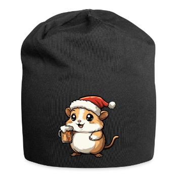 Hamster Christmas Beer Funny - Jersey Beanie - black - Front