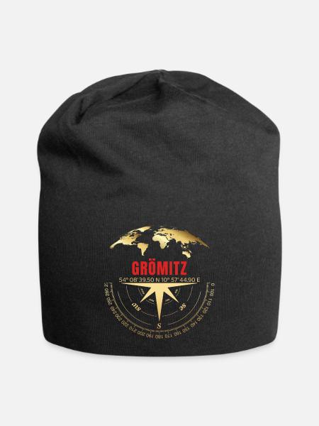 Koordinaten Grömitz - Jersey-Beanie - Schwarz
