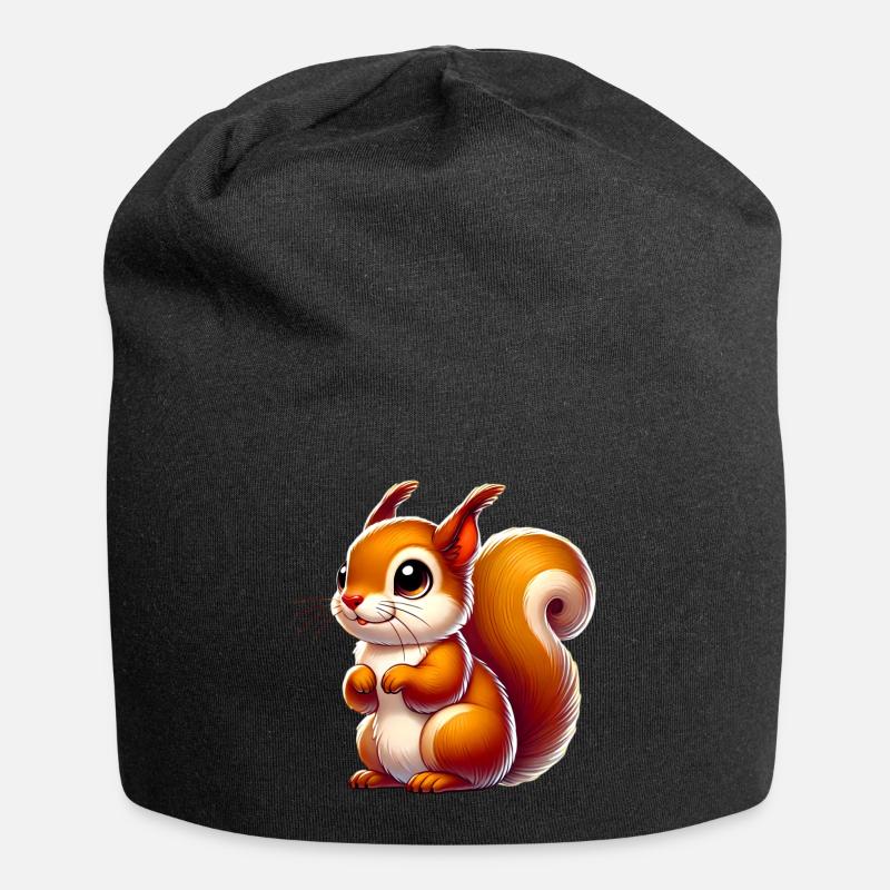 Eichhörnchen - Jersey-Beanie - Schwarz