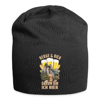 Berge & Bier, darum bin ich hier - Jersey-Beanie - Schwarz - Vorne