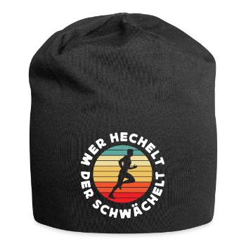Wer Hechelt Der Schwächelt - Retro Sunset Lustiges - Jersey-Beanie - Schwarz - Vorne