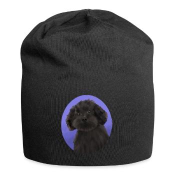Hund Schwarzer kleiner Pudel - Jersey-Beanie - Schwarz - Vorne