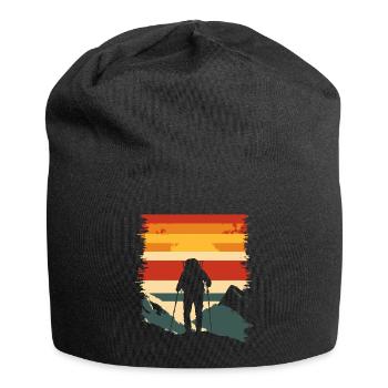 Wandern Berge Vintage Wanderer Vatertag - Jersey-Beanie - Schwarz - Vorne