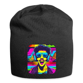 80er Party Vintage Mottoparty - Jersey-Beanie - Schwarz - Vorne