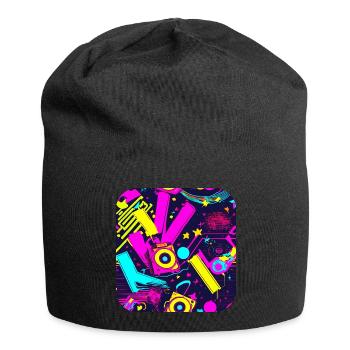 80er Neon Style Vintage Remix - Jersey-Beanie - Schwarz - Vorne
