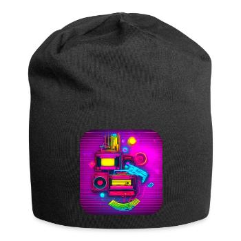 80er Party Vintage Mottoparty - Jersey-Beanie - Schwarz - Vorne