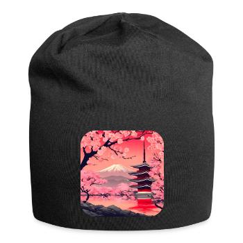 Asie Cherry Blossom Temple Vacances - Bonnet en jersey - noir - Devant