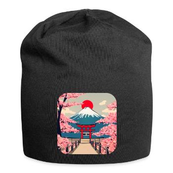 Asie Cherry Blossom Temple Vacances - Bonnet en jersey - noir - Devant