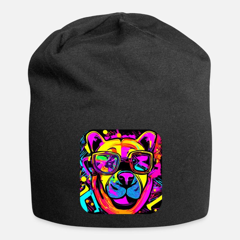 Neon Style Bear Neon Sign - Jersey Beanie - black