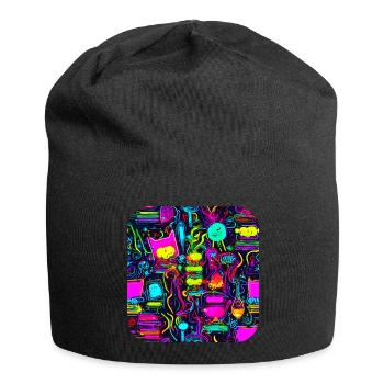 Neon Vintage Glow UV Style - Jersey-Beanie - Schwarz - Vorne