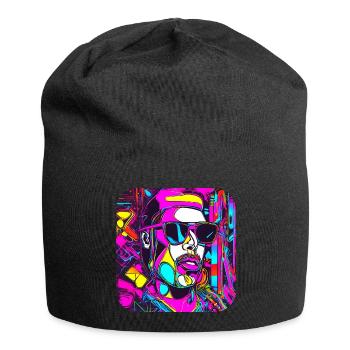 Neon Style UV Glow Party Trend - Jersey-Beanie - Schwarz - Vorne