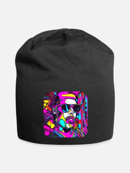 Neon Style UV Glow Party Trend - Jersey-Beanie - Schwarz
