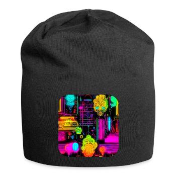 Neon Abstract Style Trend UV - Jersey Beanie - black - Front