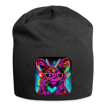 Neon Cyberglow UV Abstract Style - Jersey Beanie - black - Front
