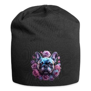 Tête de bouledogue français - Bonnet en jersey - noir - Devant