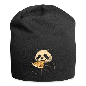 Panda mange de la pizza - Bonnet en jersey - noir - Devant