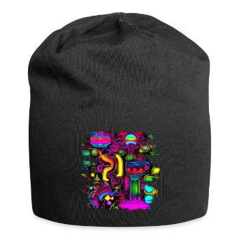 Neon Fluorescent UV Electro Music Party - Jersey Beanie - black - Front