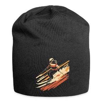 Woman skiing vintage - Jersey Beanie - black - Front
