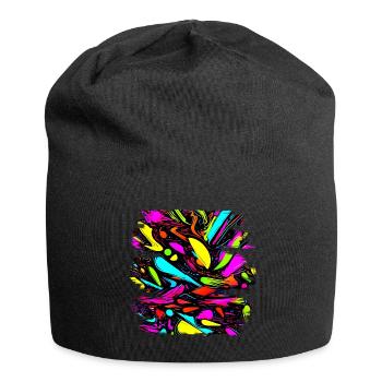 Neon Style 80s Retro Party Color Glow - Jersey-Beanie - Schwarz - Vorne