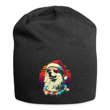 Samoyed Santa hat and sunglasses - Jersey Beanie - black - Front