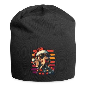 Chapeau de Père Noël et lunettes de soleil du braque de Weimar - Bonnet en jersey - noir - Devant
