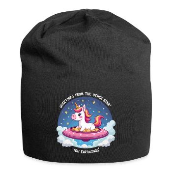 Einhorn aus dem All - Jersey-Beanie - Schwarz - Vorne