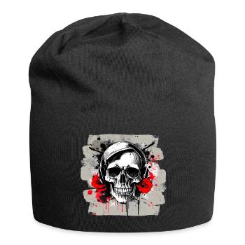 Skull Tattoo Heavy Metal Rocker - Jersey Beanie - black - Front