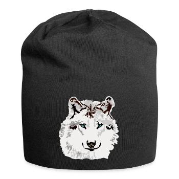 Yeux bleus de loup blanc - Bonnet en jersey - noir - Devant