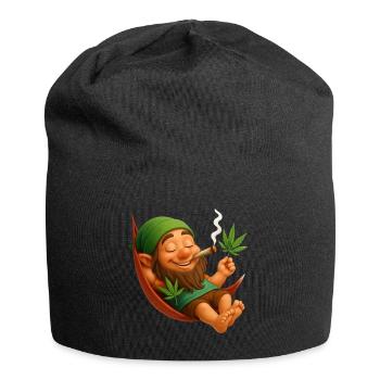 Kiffender Zwerg in Hängematte Cannabis - Jersey-Beanie - Schwarz - Vorne