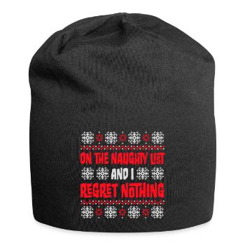 On the naughty list and regret nothing XMas Spruch - Jersey Beanie - black - Front