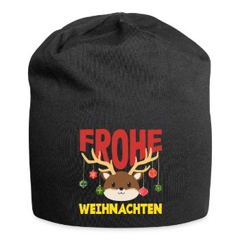 Merry Christmas Corgi with Santa Hat - Jersey Beanie - black - Front