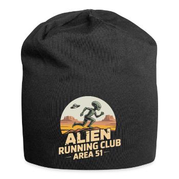 Funny Area 51 Alien UFO Running Runner - Jersey Beanie - black - Front