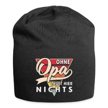 Opa Geschenk Ohne Opa läuft hier nichts bester Opa - Jersey-Beanie - Schwarz - Vorne