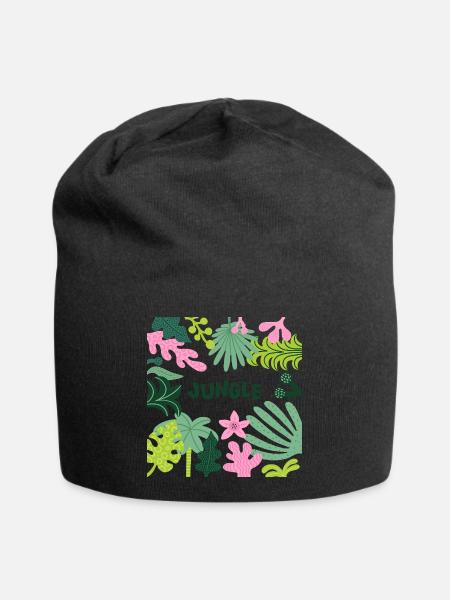 Motif de feuilles tropicales de la jungle Conception de la nature - Bonnet en jersey - noir