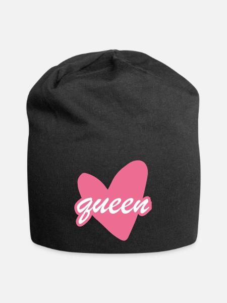 Queen Heart Script Herz Girl - Jersey-Beanie - Schwarz