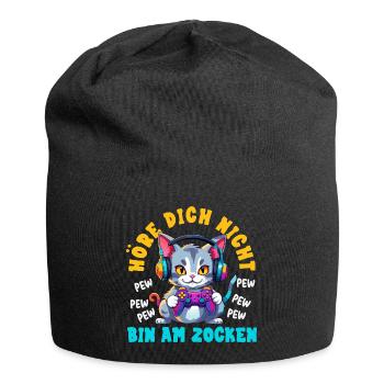 Höre Dich Nicht Bin Am Zocken Süße Katze Gamer - Jersey-Beanie - Schwarz - Vorne