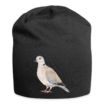 Pigeon portrait in earth tones - Jersey Beanie - black - Front