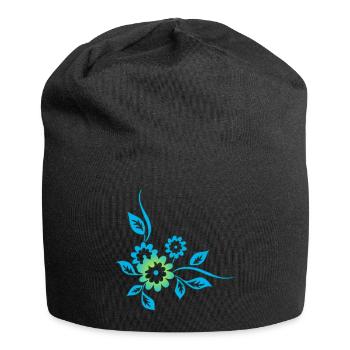 Blue flowers - Jersey Beanie - black - Front
