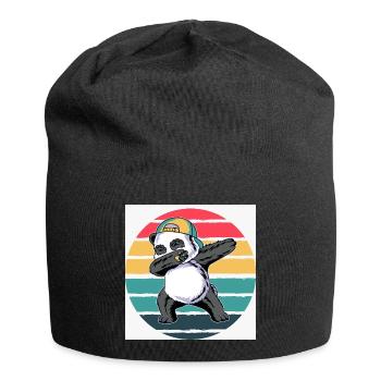Retro-Panda - Jersey-Beanie - Schwarz - Vorne